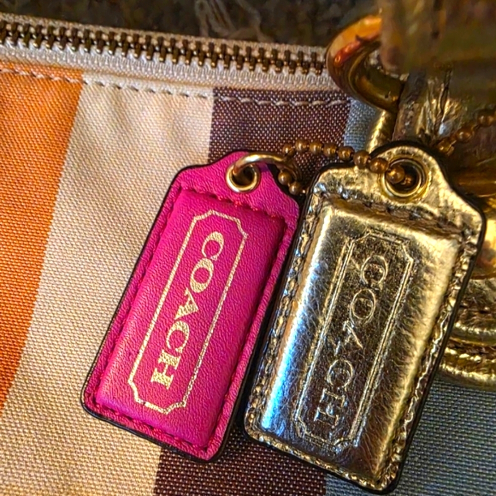 COACH Legacy Poppy Colorful Striped Sequin Large Glam Boho 19021 Tote - Picture 8 of 15